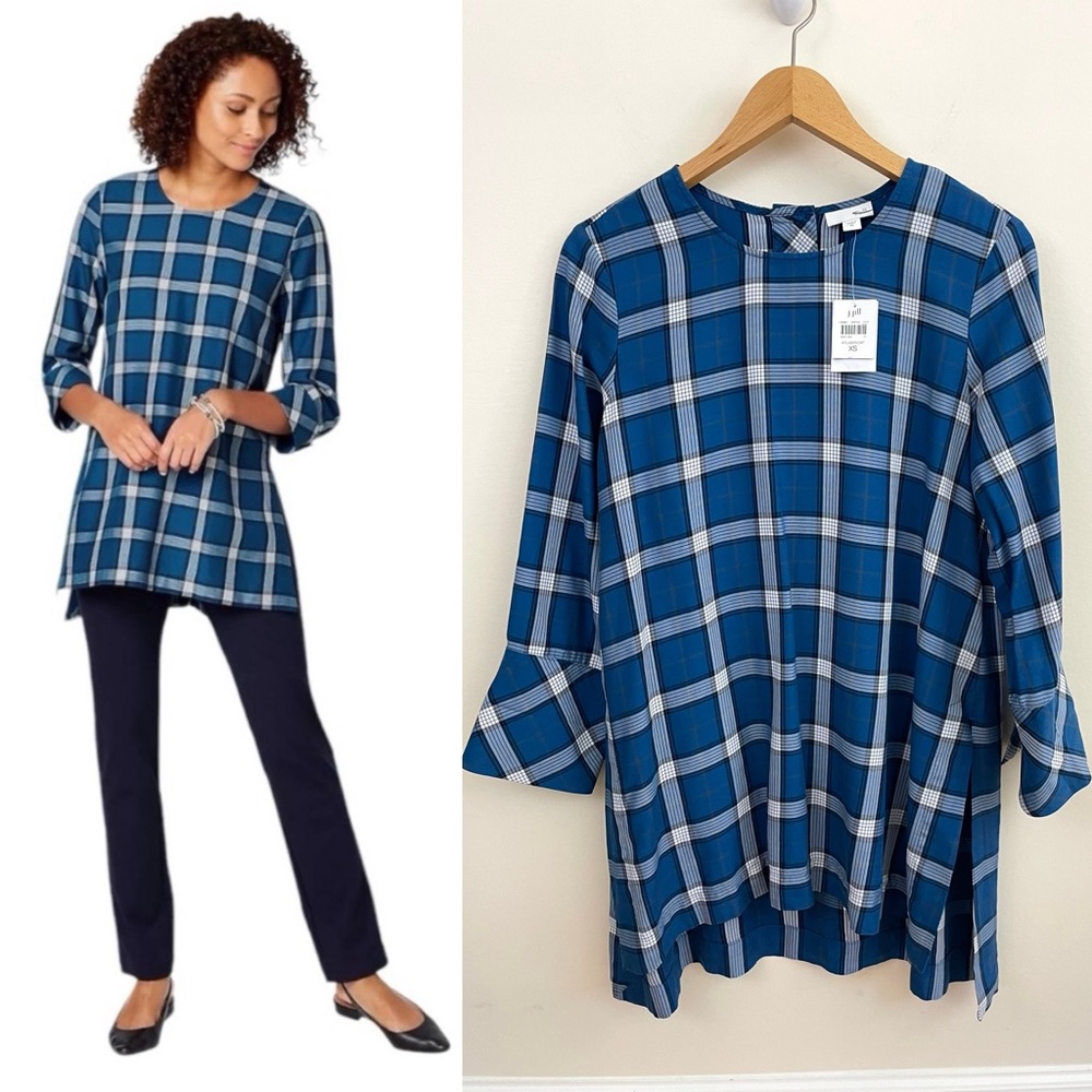 NWT, J. Jill Plaid Tunic Top